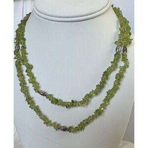 Doug Paulus Sterling Silver Peridot Chip Necklace 36" Long India 925